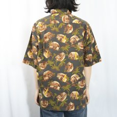 画像3: 90's Reyn Spooner Joe Kealoha オールオーバーパターン コットンハワイアンシャツ BROWN M (3)