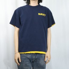 画像3: 90's M.J. SOFFE "NAVY" ダブルフェイス リバーシブルTシャツ NAVY (3)