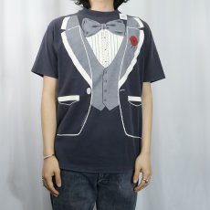 画像3: 80's USA製 タキシード柄 騙し絵プリントTシャツ BLACK L (3)