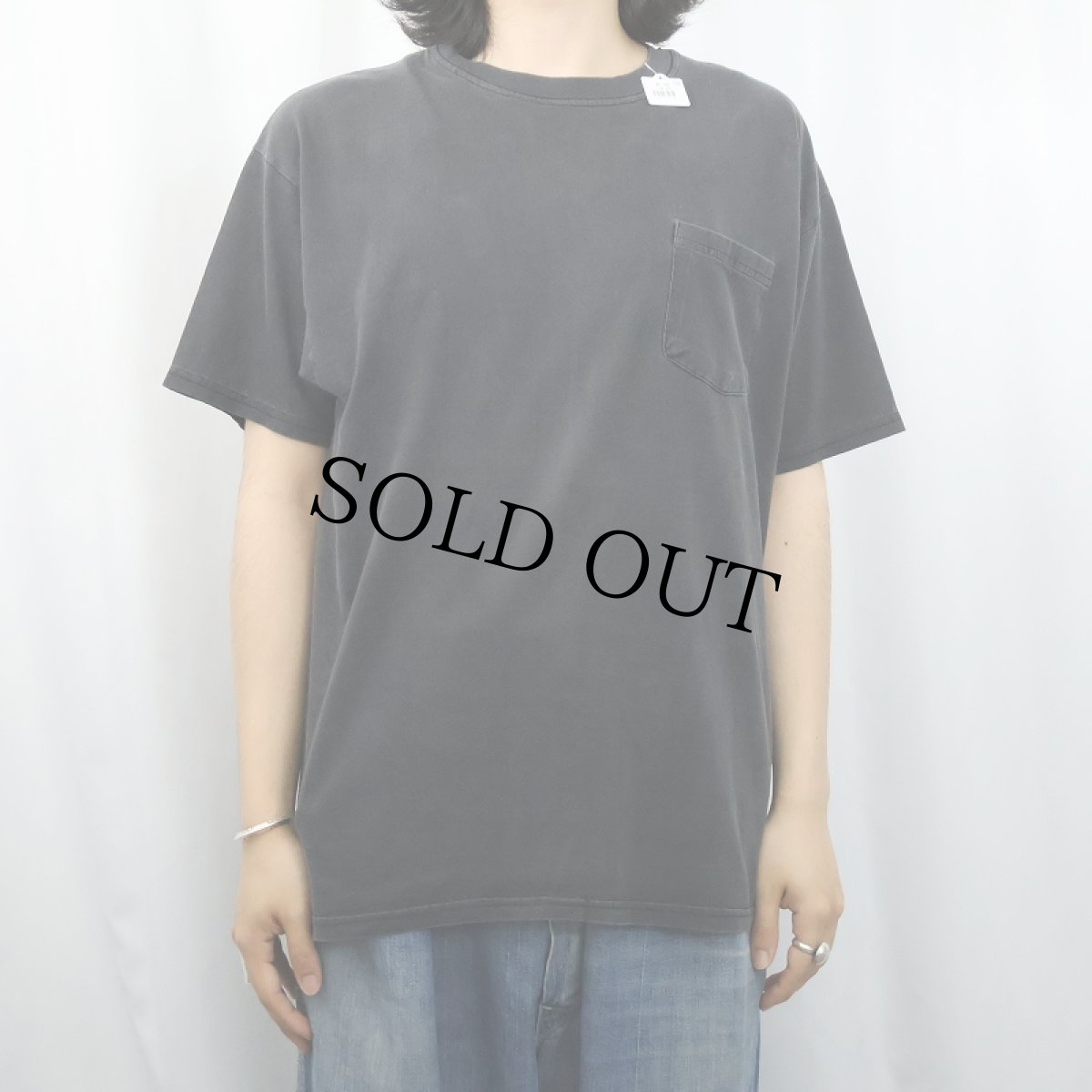画像2: Hanes 無地ポケットTシャツ BLACK M (2)