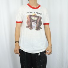画像2: 80's Thermo-Ply USA製 "GORILLA PROOF" プリントリンガーTシャツ XL (2)