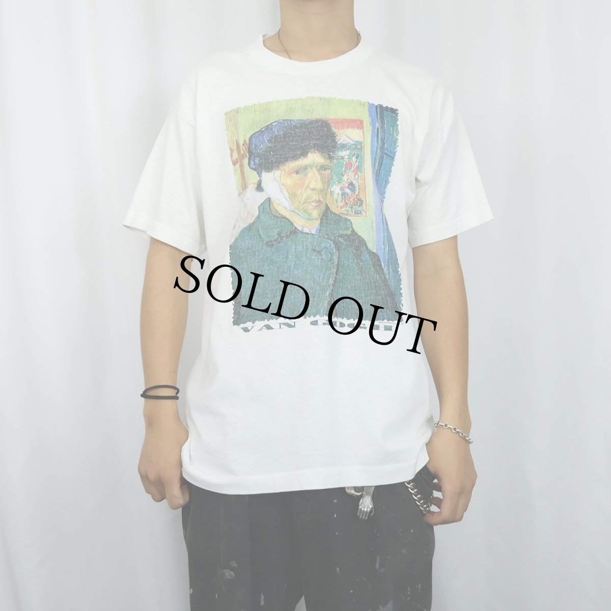 画像2: 90's Vincent Van Gogh USA製 "Self-Portrait with Bandaged Ear" アートプリントTシャツ L (2)