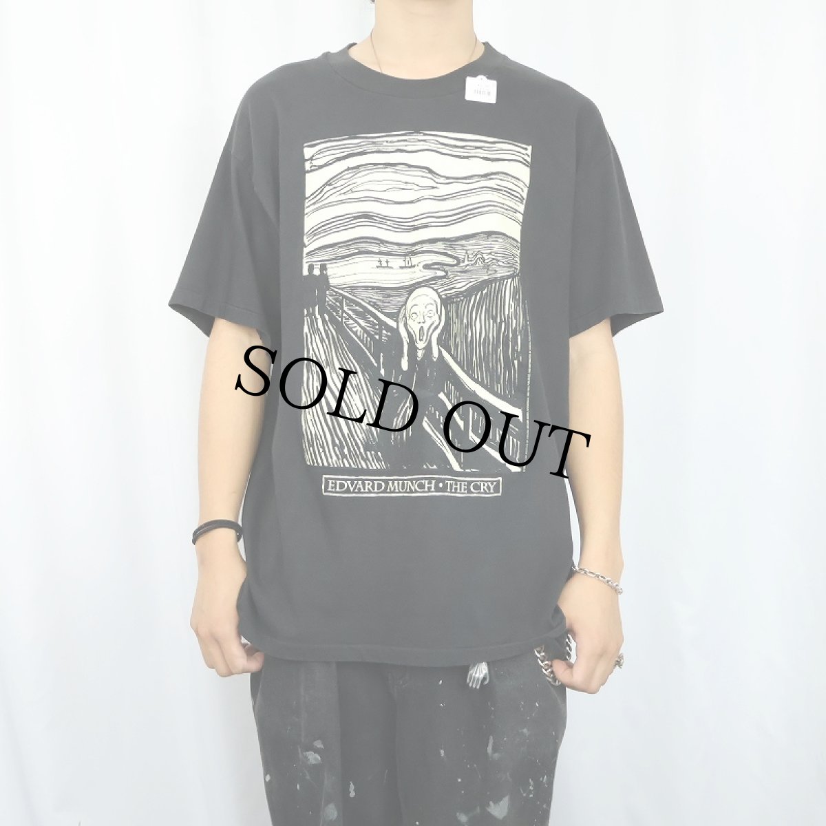 画像2: 90's Edvard Munch "The Scream" 蓄光 アートプリントTシャツ BLACK L (2)