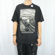 画像2: 90's Edvard Munch "The Scream" 蓄光 アートプリントTシャツ BLACK L (2)
