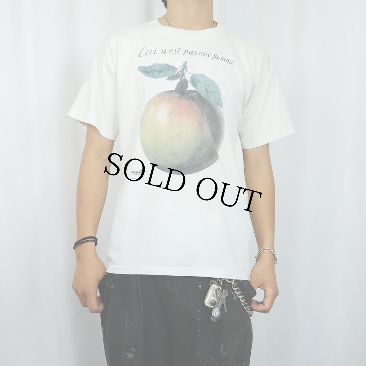 画像2: 90's Ren? Magritte "Ceci n'est pas une pomme" アートプリントTシャツ L (2)