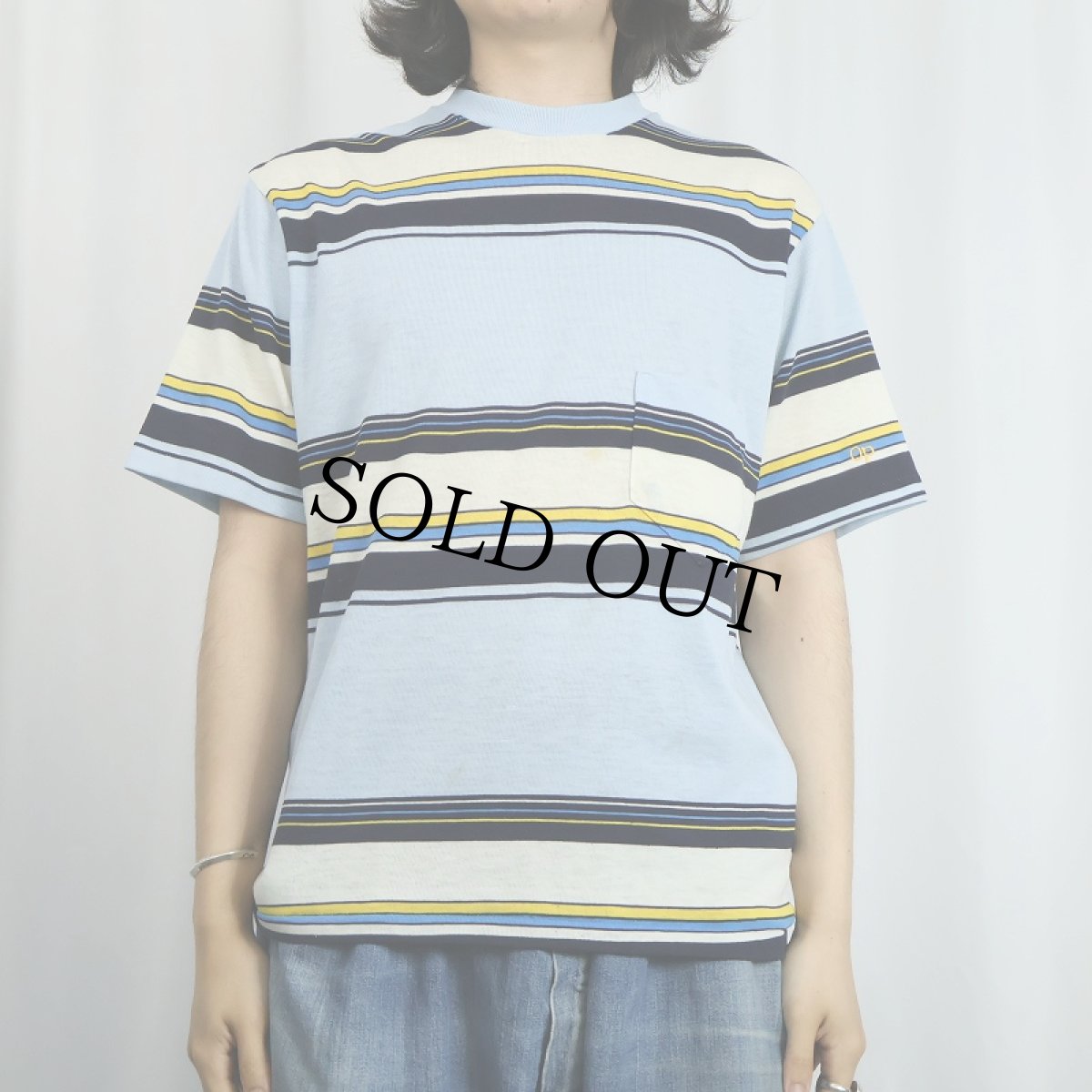 画像2: 70〜80's  Ocean Pacific マルチボーダー柄 Tシャツ M (2)