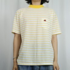 画像2: 70's〜 Lee Trevino ロゴ刺繍 ボーダー柄 モックネックTシャツ L (2)