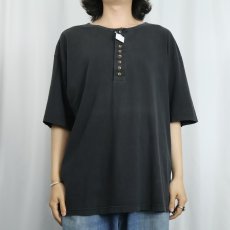 画像2: 90's GAP ヘンリーネック無地Tシャツ BLACK (2)