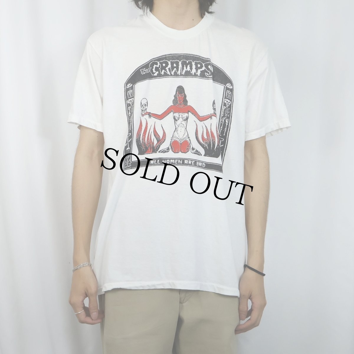 画像2: 90's The Cramps "ALL WOMEN ARE BAD" ロックバンドプリントTシャツ XL (2)