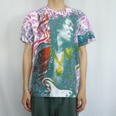 画像3: 90's "Jimi Hendrix" USA製 手刷りプリントTシャツ L (3)