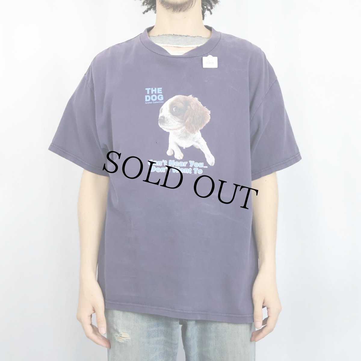 画像2: THE DOG Artlist Collection "Cant's Hear you... Dont's Want To" 犬プリントTシャツ NAVY  (2)