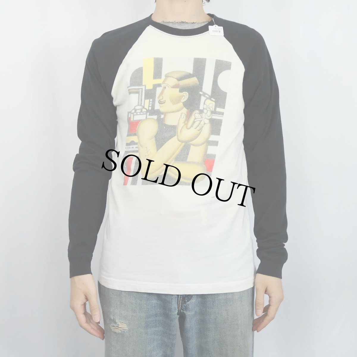 画像2: 90's Fernand Leger USA製 アートラグランプリントTシャツ S (2)