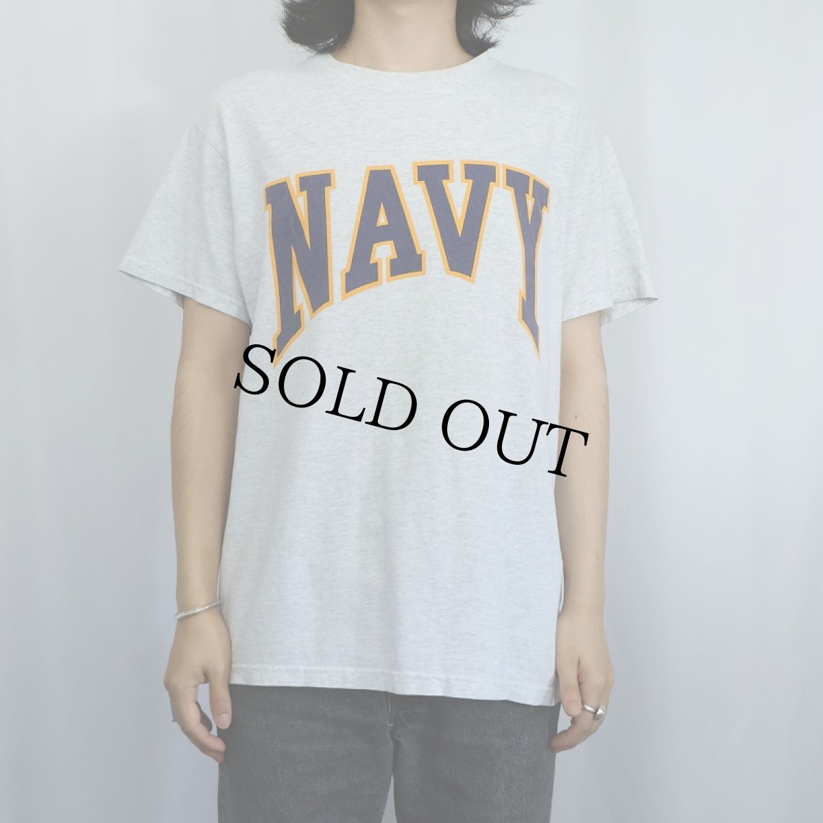 画像3: "NAVY" プリントTシャツ M (3)