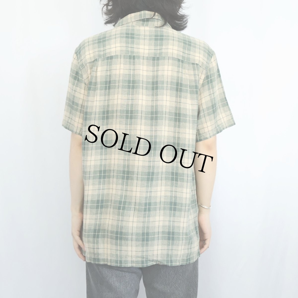 画像3: PENDLETON チェック柄 リネン × レーヨン オープンカラーシャツ L (3)