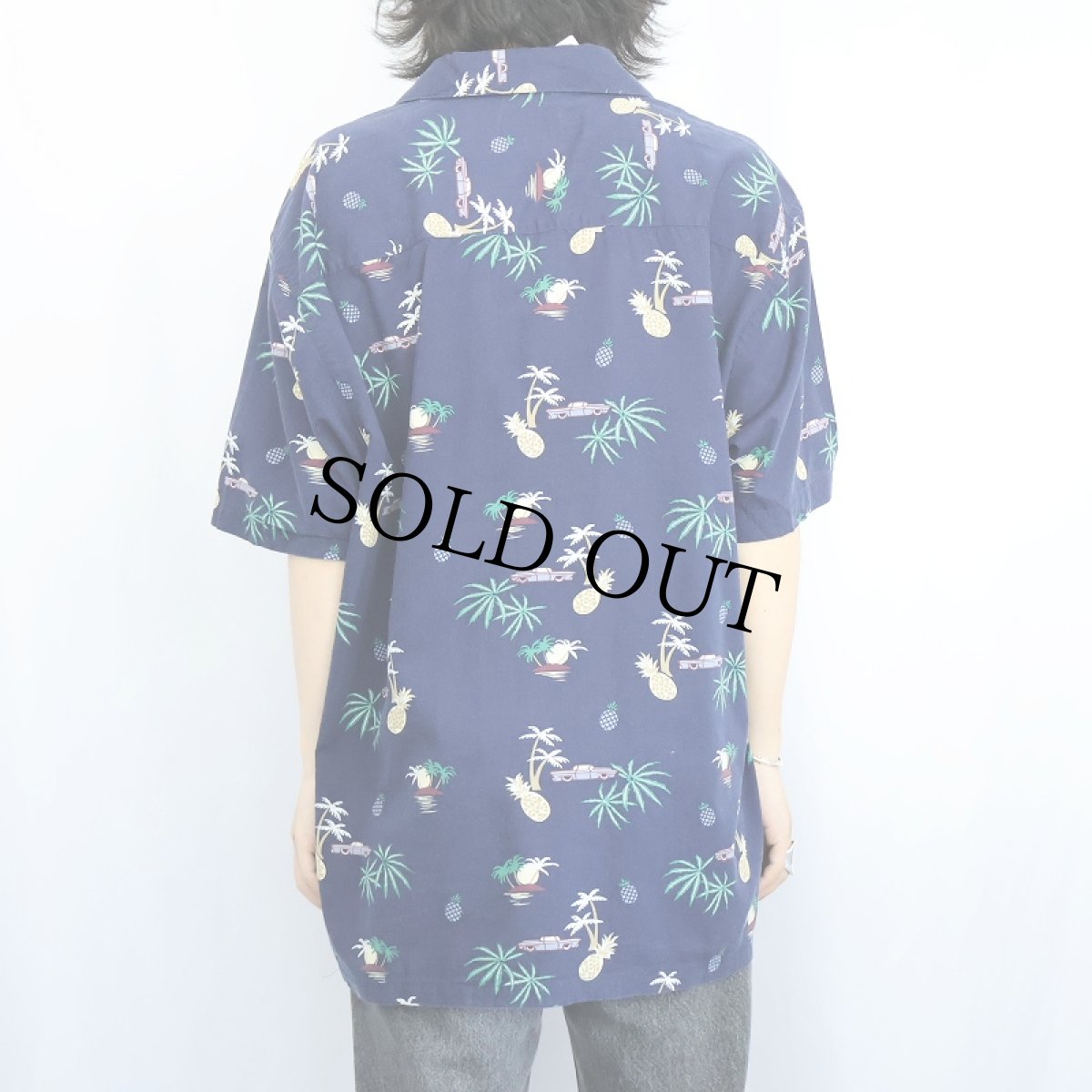 画像3: PENDLETON オールオーバーパターン コットン × レーヨン  ハワイアンシャツ NAVY L (3)