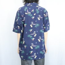 画像3: PENDLETON オールオーバーパターン コットン × レーヨン  ハワイアンシャツ NAVY L (3)