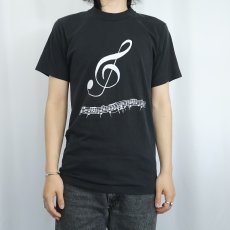 画像2: 90's USA製 音符プリントTシャツ BLACK M (2)