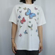 画像2: 90's Human-i-Tees USA製 蝶々 プリントTシャツ L (2)