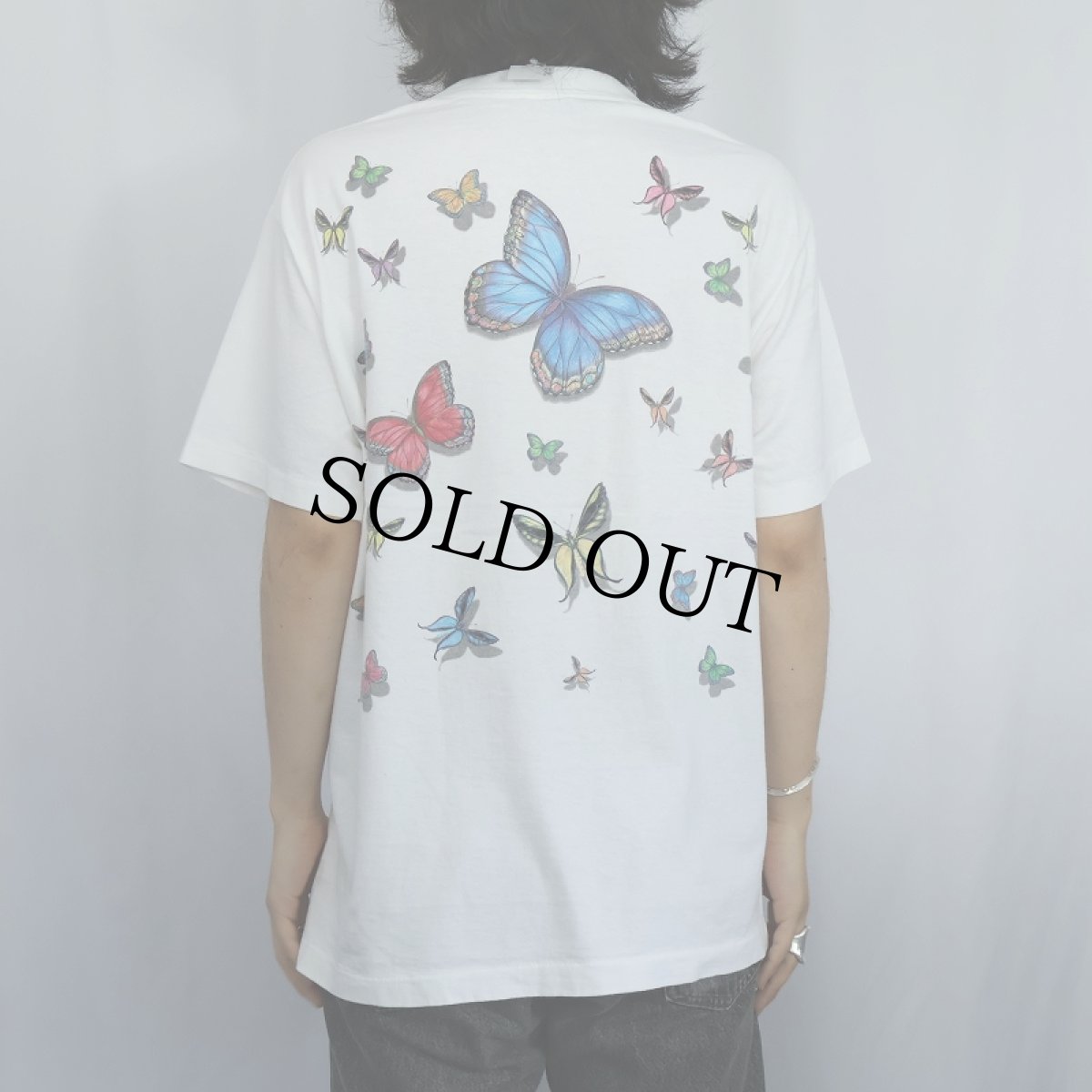 画像3: 90's Human-i-Tees USA製 蝶々 プリントTシャツ L (3)