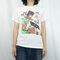 画像2: 80〜90's THE SIMPSONS "STOP KILLING the BLACK YOUTH!" キャラクターパロディプリントTシャツ M (2)