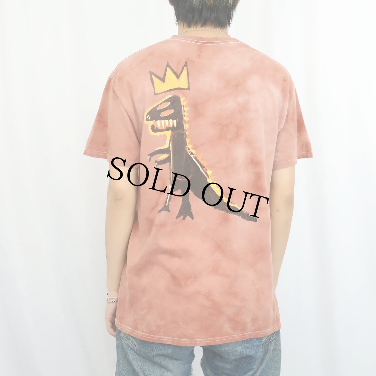 画像4: JEAN-MICHEL BASQUIAT アートプリント タイダイTシャツ L (4)