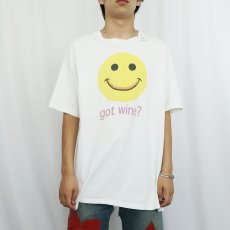 画像2: 90's "got wine?" スマイルプリント 広告パロディTシャツ XL (2)
