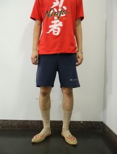 画像2: 80's Champion ロゴ刺繍 スウェットショーツ NAVY M (2)