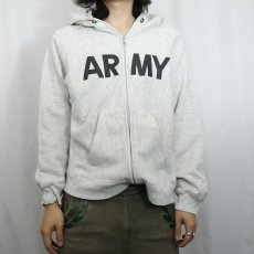 画像2: 90's U.S.ARMY PFU ロゴプリント スウェットジップパーカー MEDIUM (2)