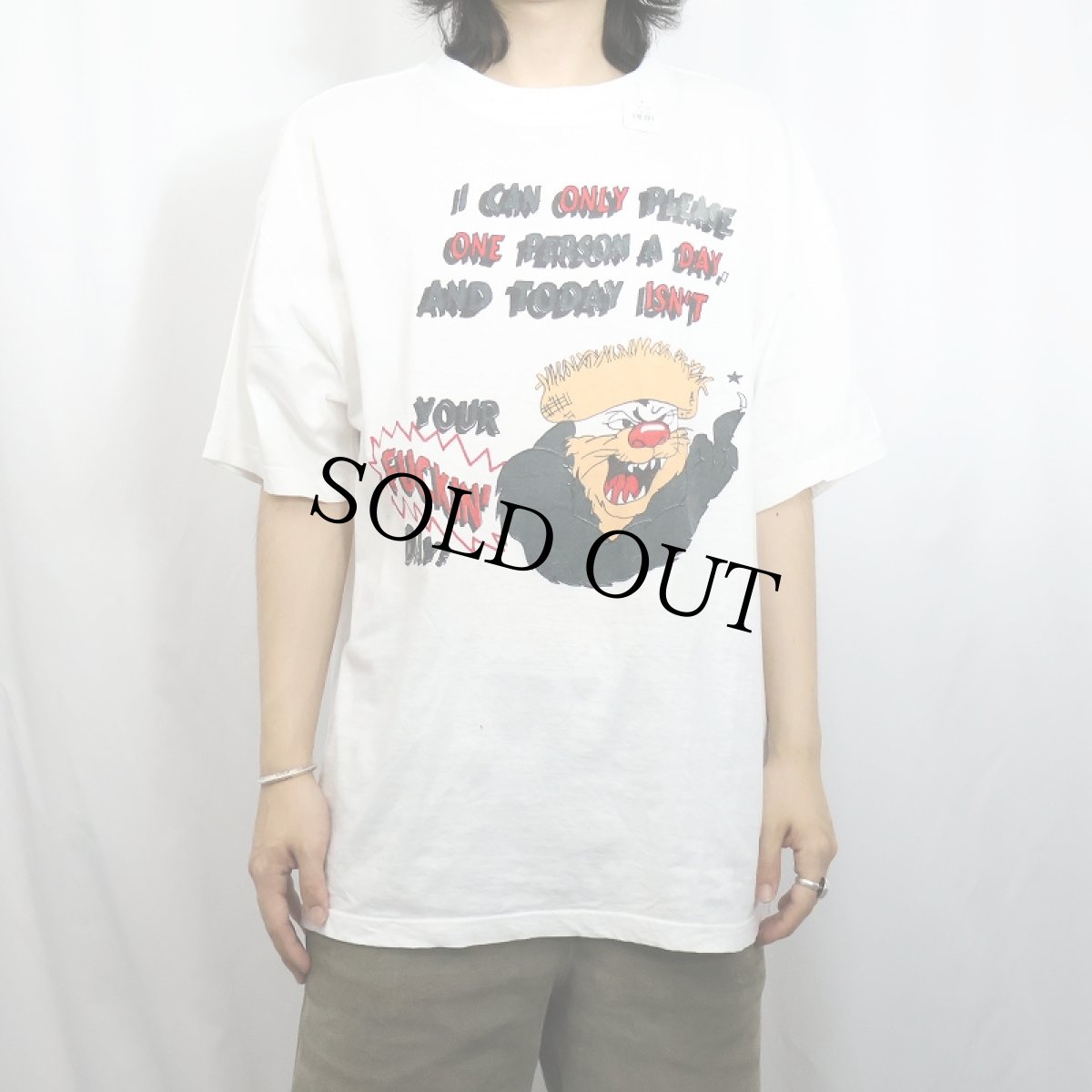 画像2: "YOUR FUCKIN' DAY!" イラストプリントTシャツ XL (2)