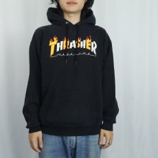 画像2: THRASHER ロゴプリント スウェットフーディー BLACK M (2)
