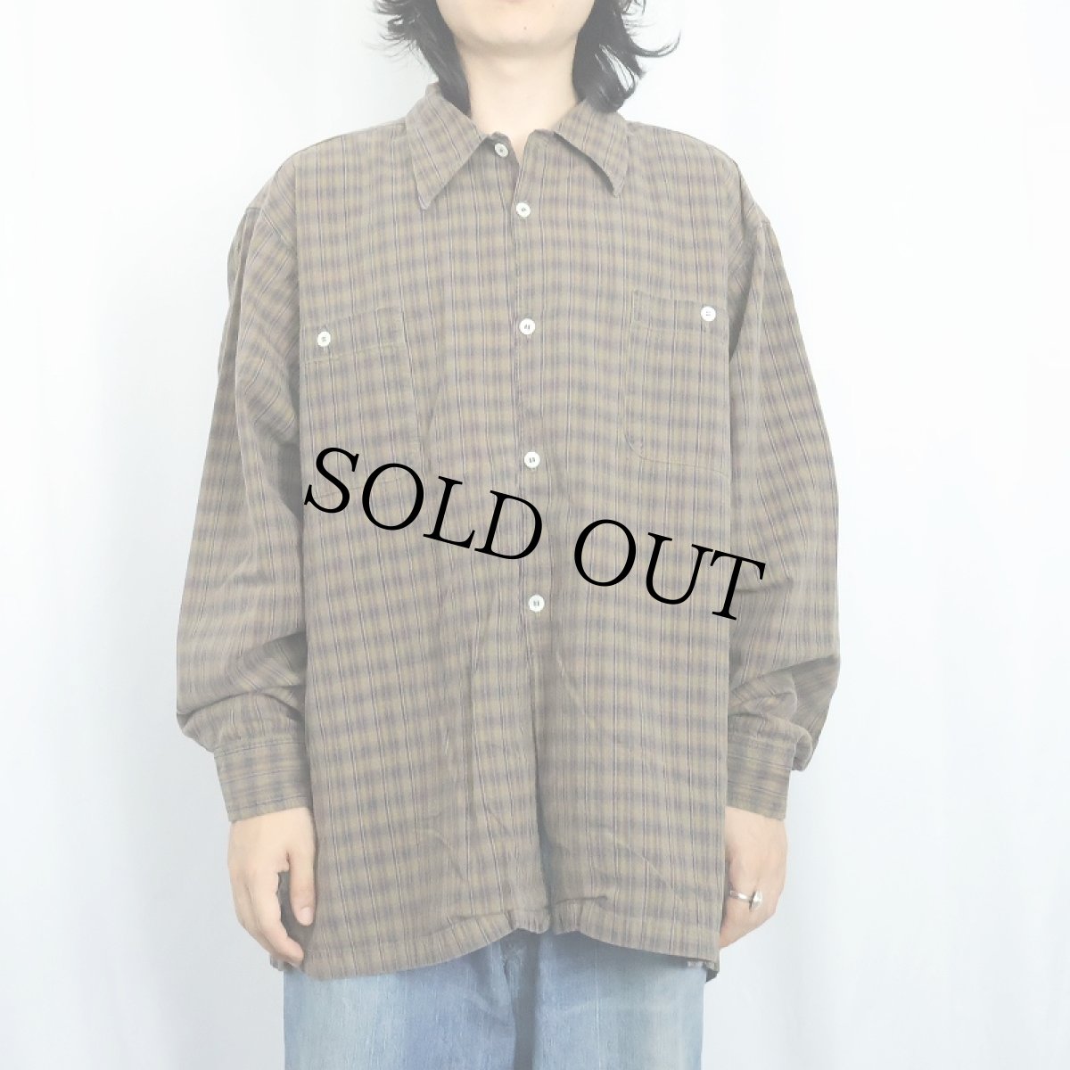 画像2: 80's STUSSY USA製 チェック柄 コットンシャツ XL (2)