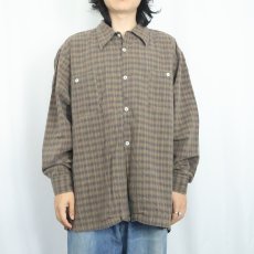 画像2: 80's STUSSY USA製 チェック柄 コットンシャツ XL (2)