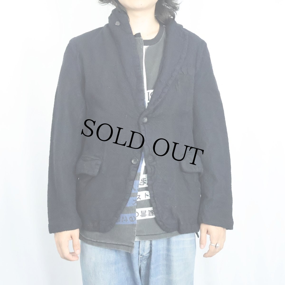 画像2: COMME des GARCONS HOMME 縮絨ウール テーラードジャケット NAVY M (2)