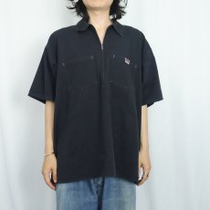 画像2: 80's〜 BEN DAVIS USA製 ハーフジップ ワークシャツ BLACK XXL (2)