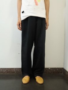 画像2: claiborne リネン×レーヨン 2タックスラックス BLACK W36 (2)