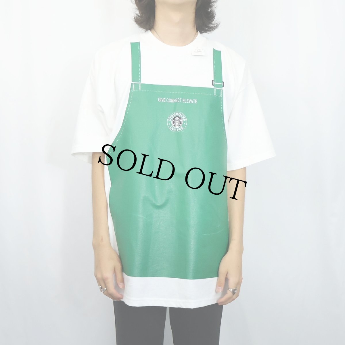 画像2: STARBUCKS COFFEE コーヒーショップ エプロンプリントTシャツ XL (2)