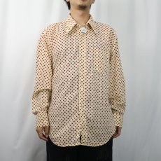 画像2: 70's MONTGOMERY WARD ドット柄 コットン×ポリエステルシャツ XL (2)