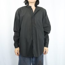 画像2: 90's PERRY ELLIS USA製 コットンバンドカラーシャツ BLACK M (2)