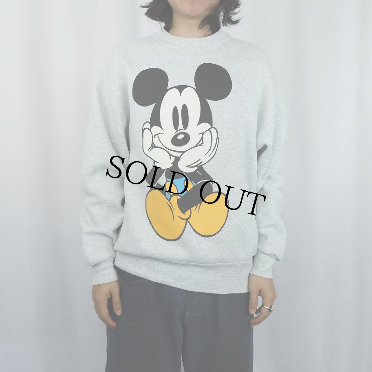 画像2: 90's  MICKEY&CO. 青パンミッキー キャラクタープリントスウェット L (2)