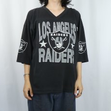 画像2: 80's RAIDERS USA製 NFLチーム ロゴプリントフットボールTシャツ BLACK XL (2)