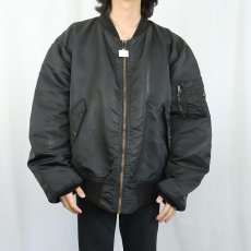 画像3: 民間品 90's ALPHA INDUSTRIES,INC. USA製 MA-1 フライトジャケット BLACK XXX-L (3)