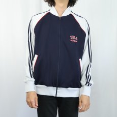 画像2: 80's adidas TAIWAN製 ロゴ刺繍 サイドライン トラックジャケット L (2)