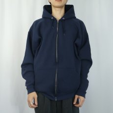 画像2: 90's HONORS USA製 無地スウェットジップパーカー NAVY XLT (2)