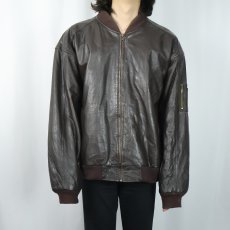 画像2: 90's WEEKENDS MA-1 TYPE レザージャケット XL  (2)