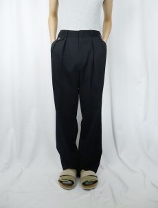画像2: 80's POLO Ralph Lauren 2タック ウールギャバジンスラックス BLACK W35 (2)