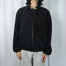 画像2: 90's POLO Ralph Lauren USA製 ロゴ刺繍 フリーススイングトップ BLACK L (2)