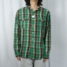 画像2: POLO Ralph Lauren チェック柄 チンスト付き ヘビーネルシャツ L (2)