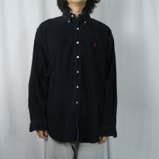 画像2: Ralph Lauren ロゴ刺繍 コーデュロイボタンダウンシャツ BLACK L (2)