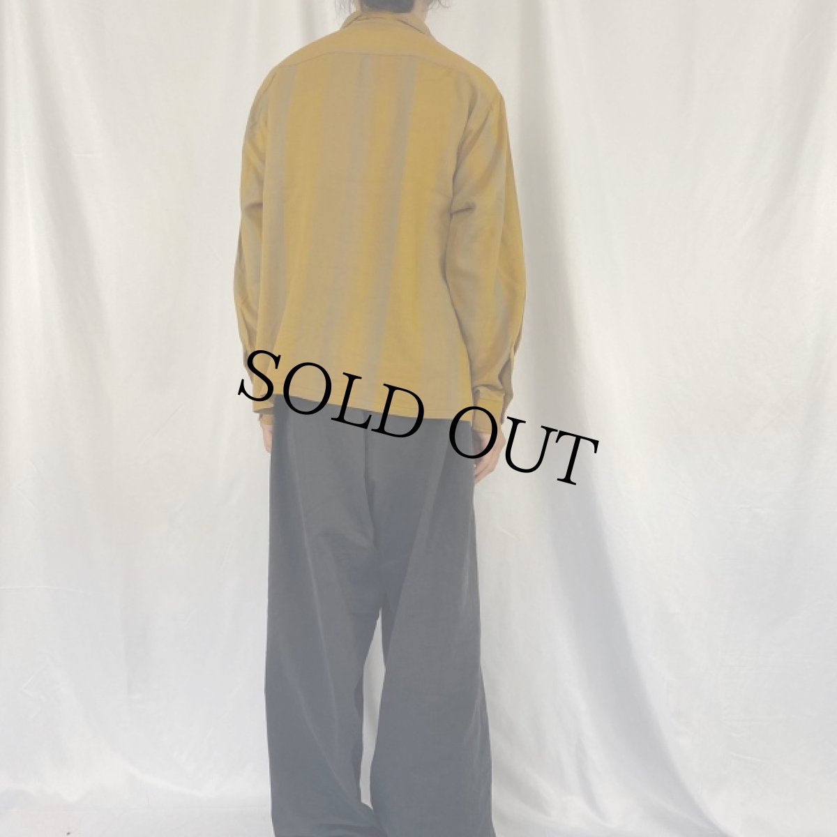 画像4: 60's MARTE オンブレーストライプ柄 レーヨン×ナイロンシャツ L (4)