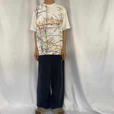 画像2: 90's〜 NYC SUBWAY LINE マッププリントTシャツ L (2)